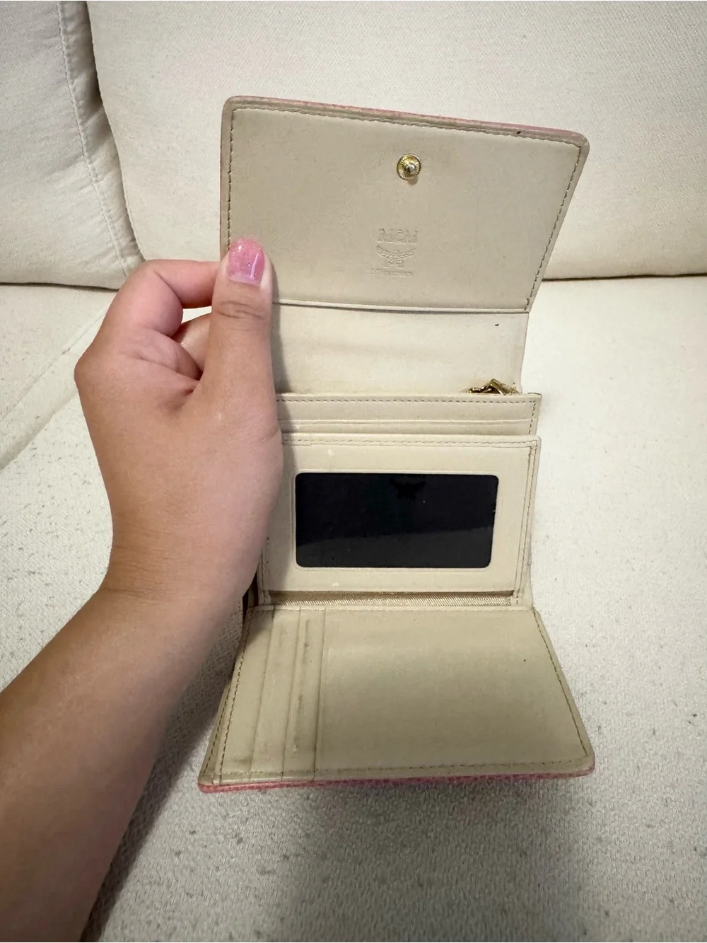 Vintage MCM Visetos Trifold Wallet — Pink & Purple Colorblock